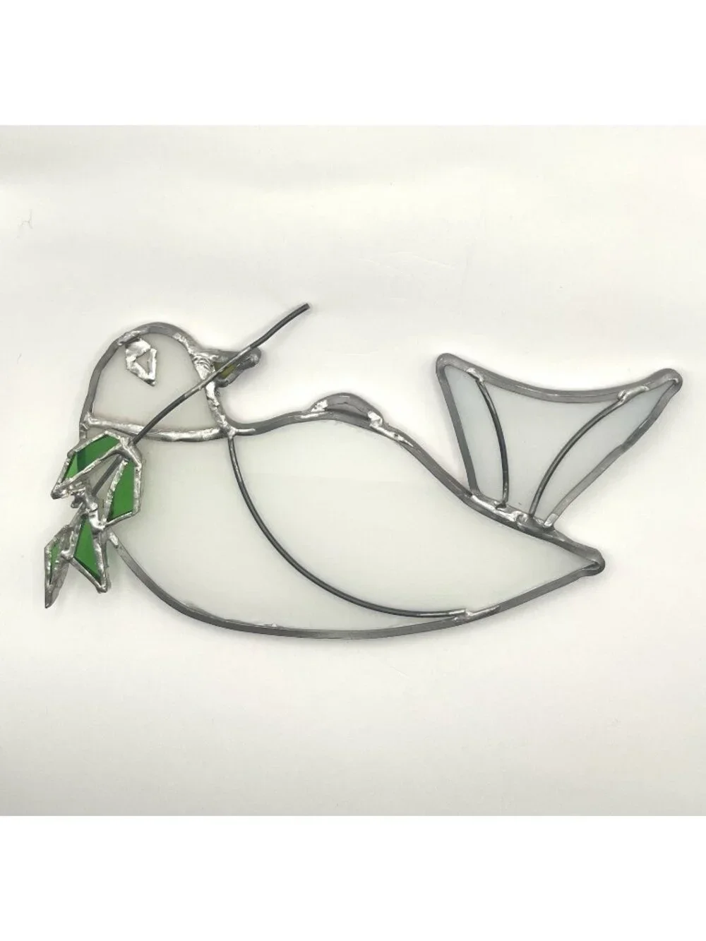 Handmade Stained Glass Dove Suncatcher Olive Branch Window Hanging 7